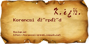 Korencsi Árpád névjegykártya