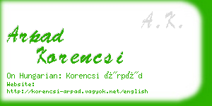 arpad korencsi business card